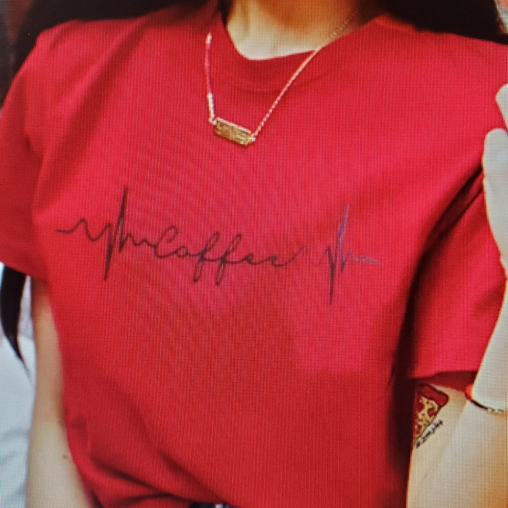 Heartbeat coffee tshirt. Seems to run a size small